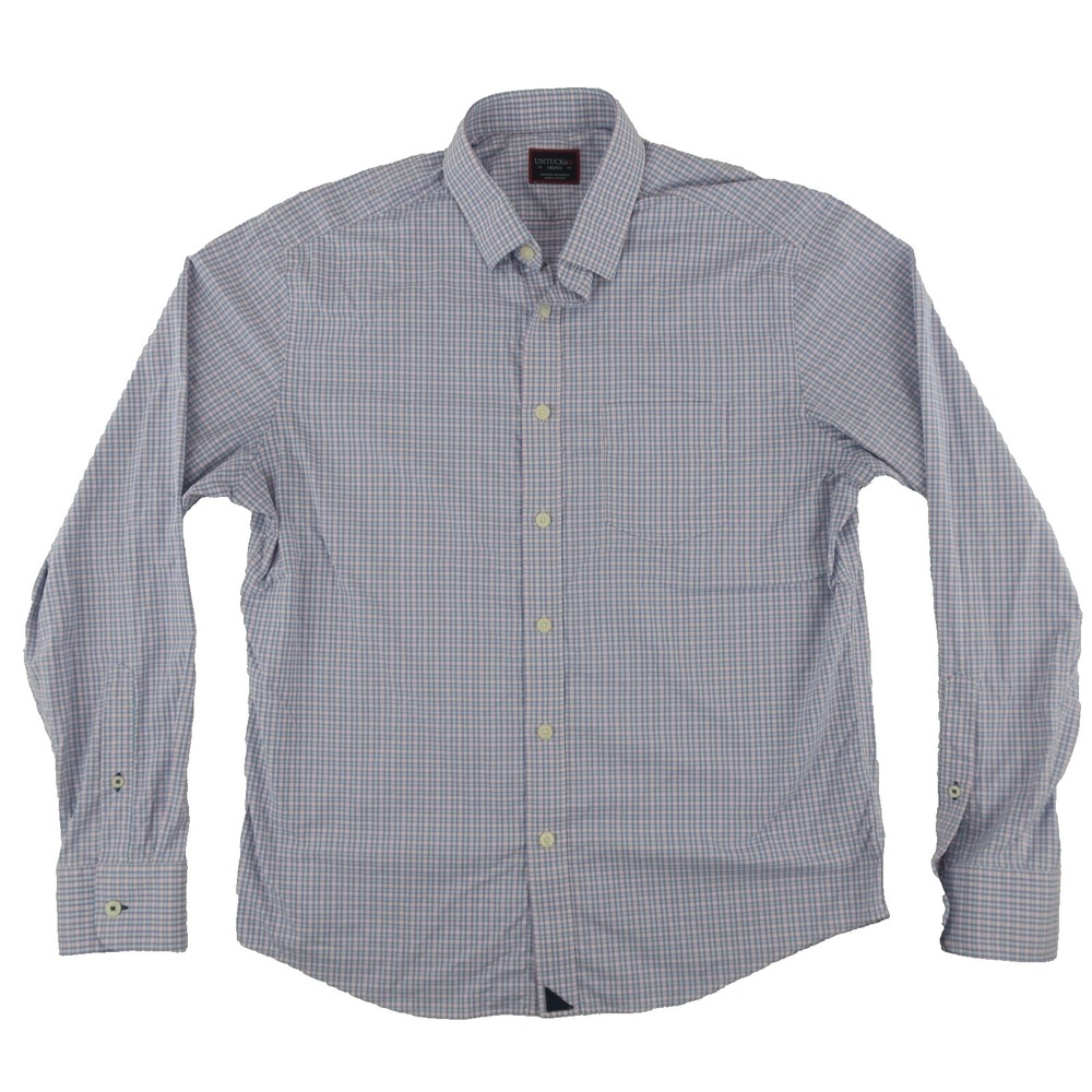 UNTUCKit Stretch Button Up Shirt Mens Medium‎ Blue Pink